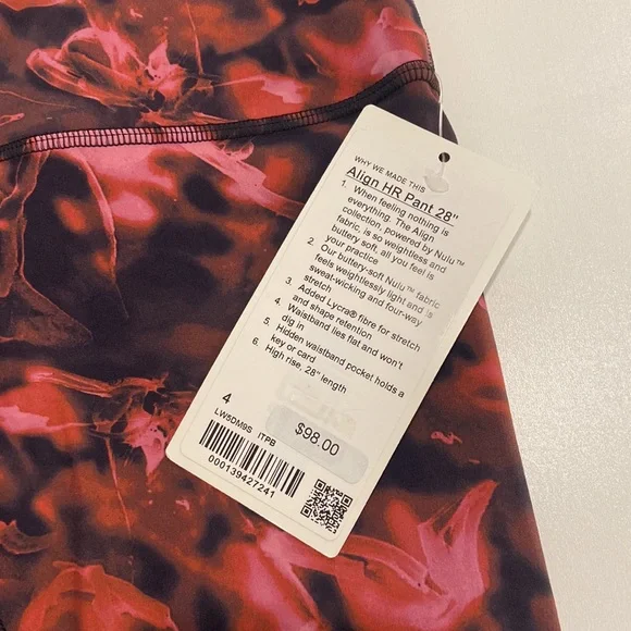 NWT Lululemon Align High-Rise Pant 28"
Intensity Pink Blossom Multi, SIZE 4 - Picture 4 of 4